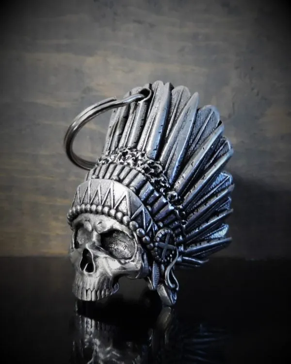 3D Indian Chief Head Dress Skull Guardian Angel Bell