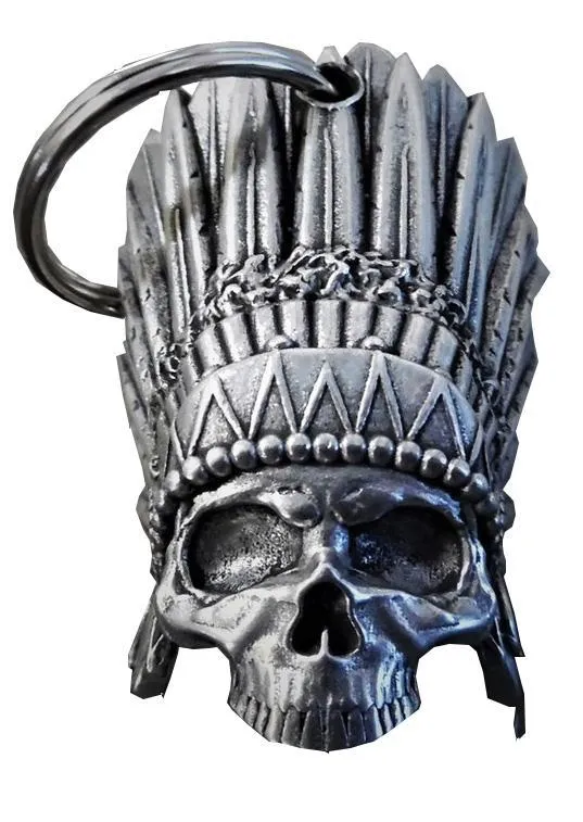 3D Indian Chief Head Dress Skull Guardian Angel Bell