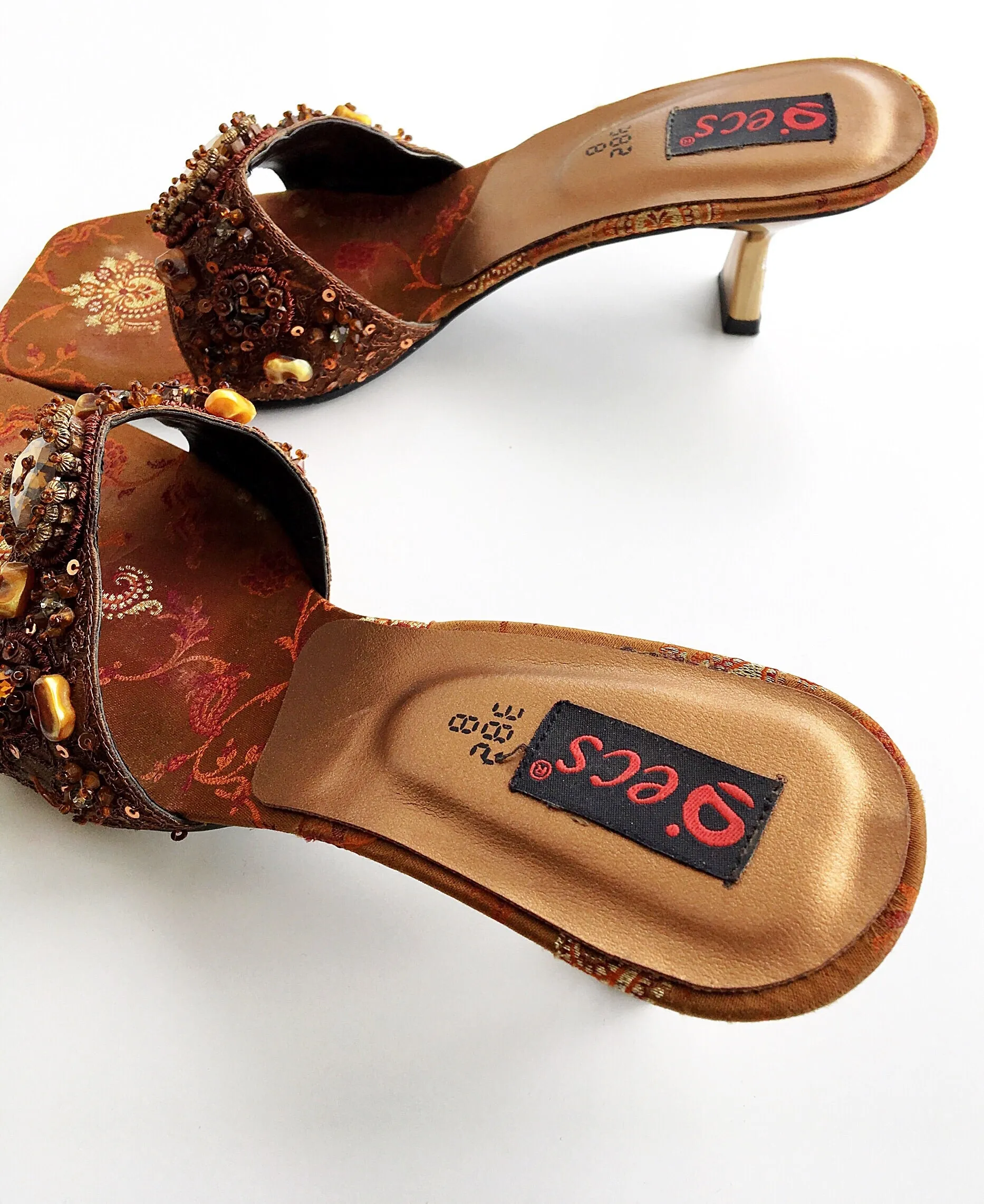 90s Y2K 2000S Vintage diamante beads beaded sandal shoes with detailed heels