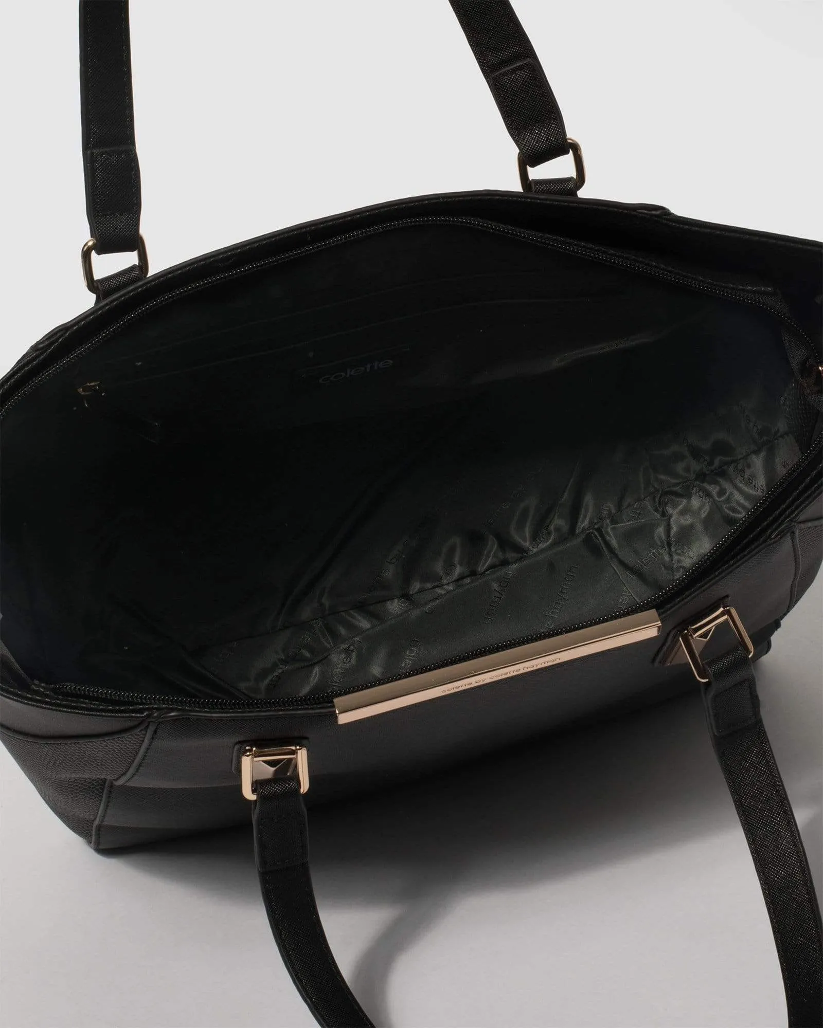 Black Domi Hardware Tote Bag With Gold Hardware