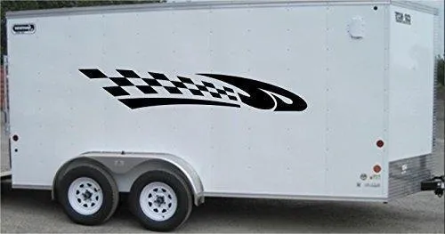 Checkered Flag Racing Trailer Decals Stickers Murals Set Auto Car Truck