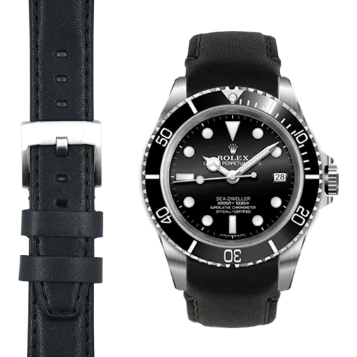 Curved End Leather Strap for Rolex Sea-Dweller with Tang Buckle