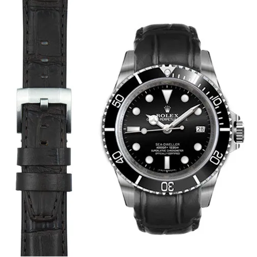 Curved End Leather Strap for Rolex Sea-Dweller with Tang Buckle