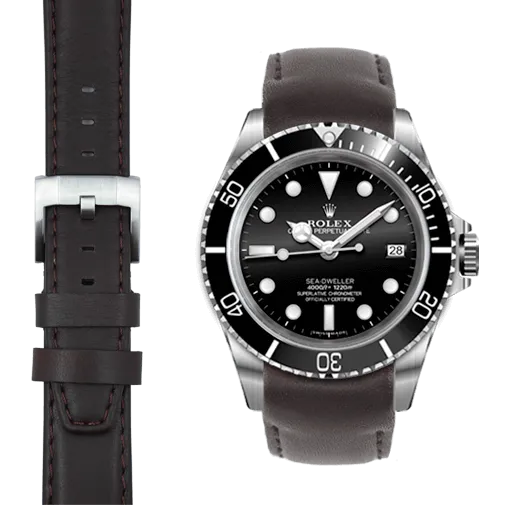 Curved End Leather Strap for Rolex Sea-Dweller with Tang Buckle