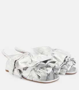 Dries Van Noten leather mules, silver