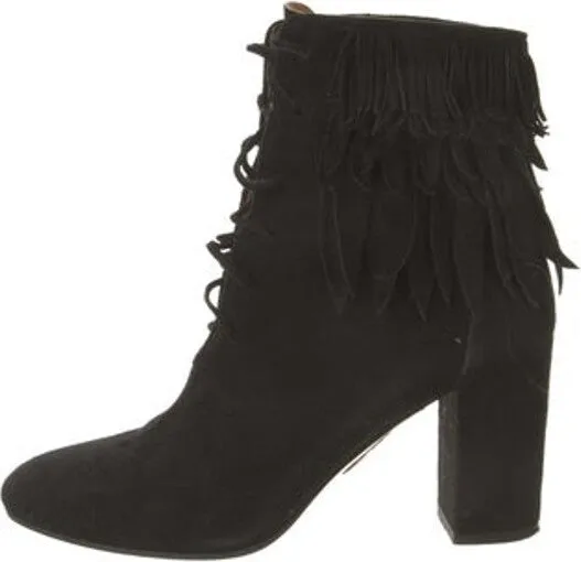 Fashion Women's Black Fringe Bootie