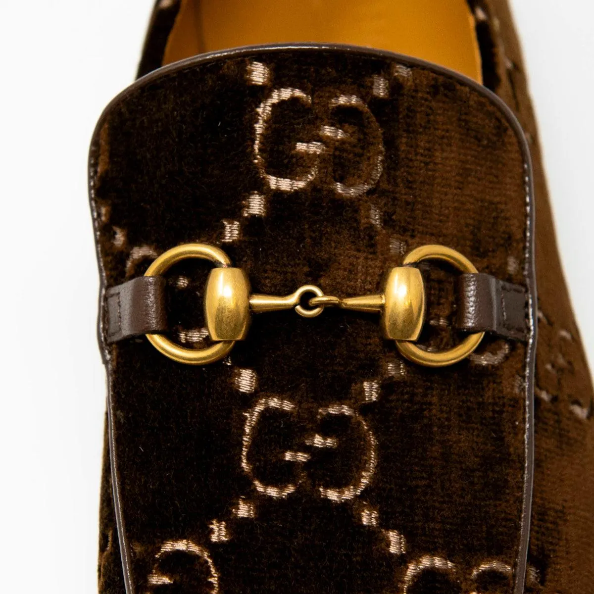 Gucci Brown Velvet GG Horsebit Loafers 7