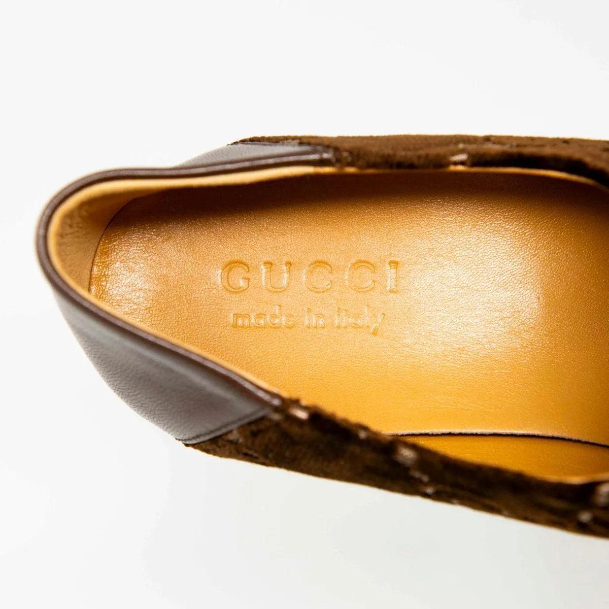 Gucci Brown Velvet GG Horsebit Loafers 7
