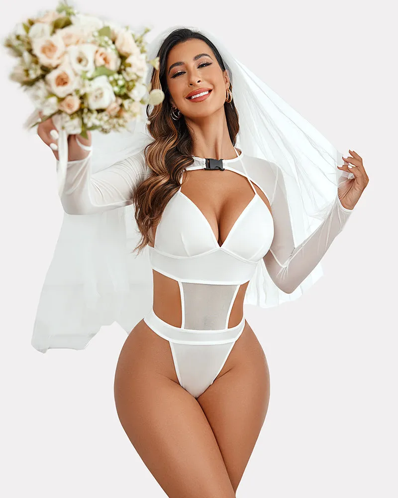 Halloween Bodysuit Buckle Shrug Crop Top Set