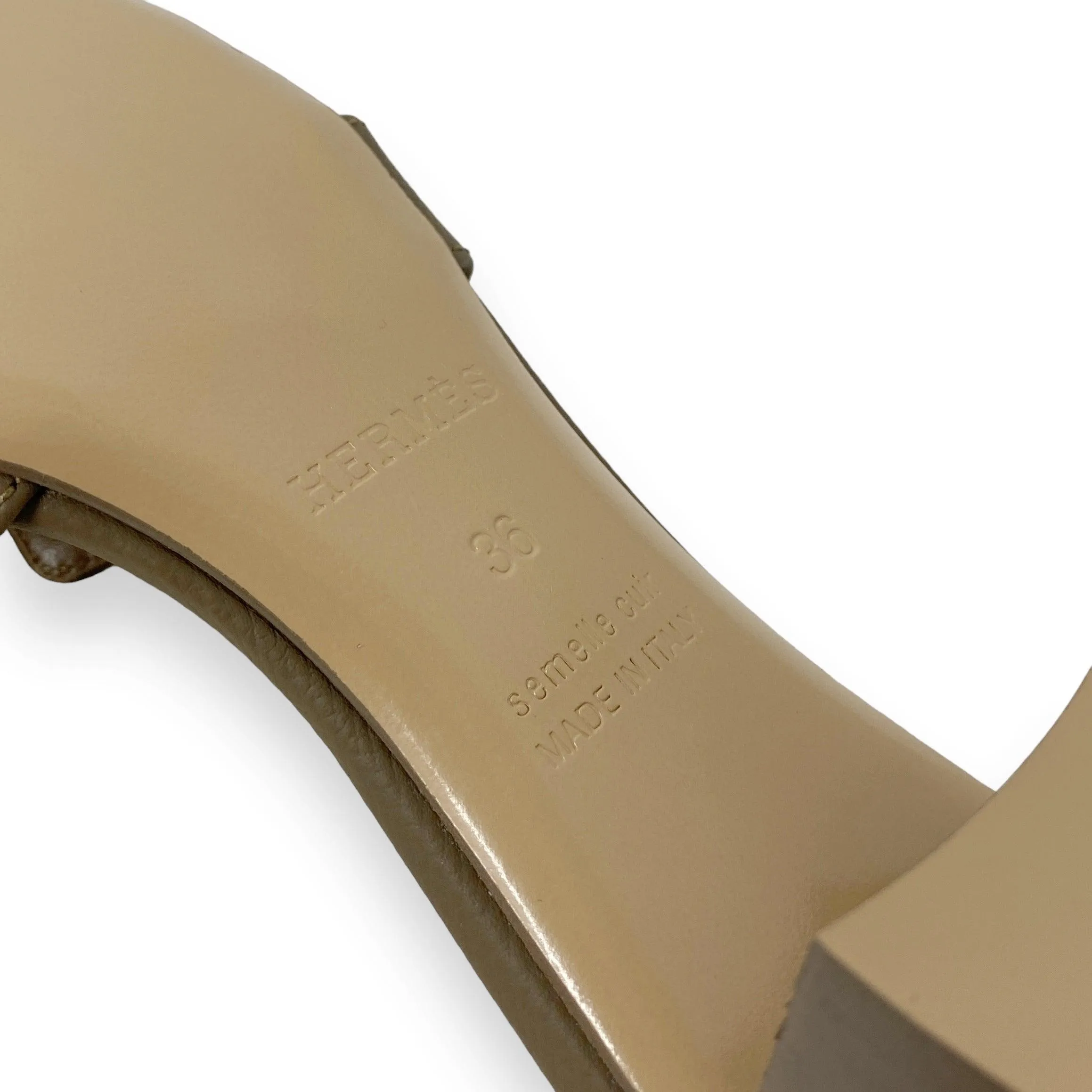 Hermes Etoupe Epsom Oasis Sandals 36