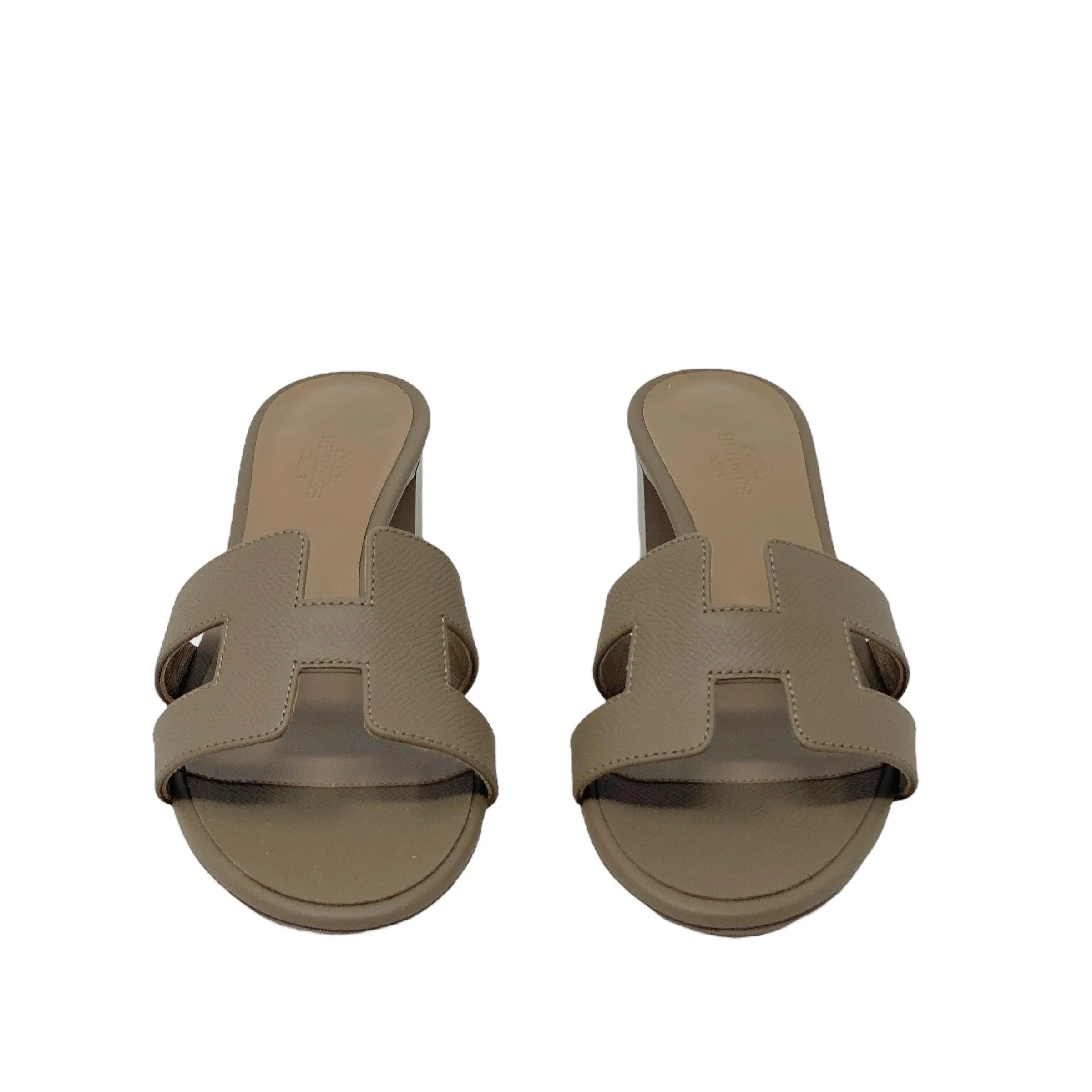 Hermes Etoupe Epsom Oasis Sandals 36