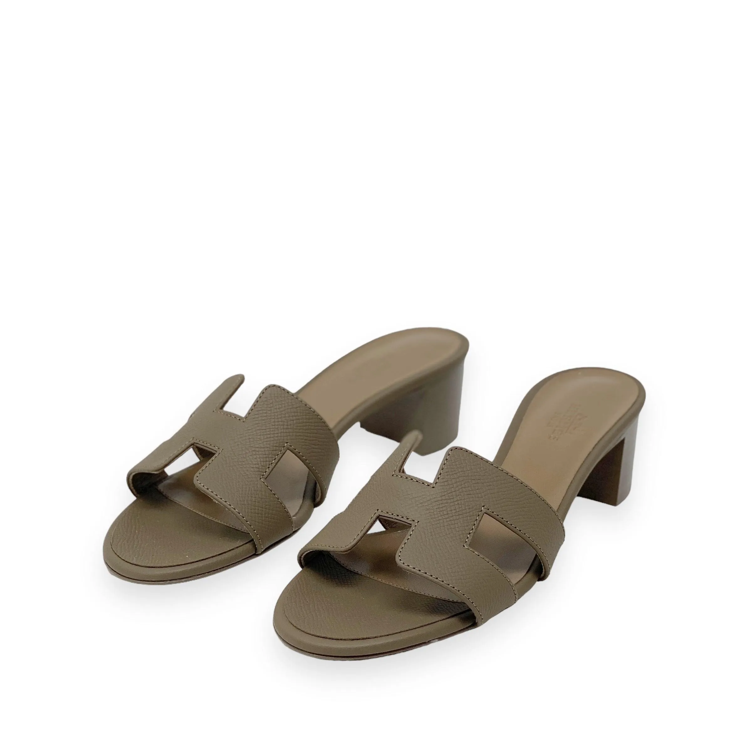 Hermes Etoupe Epsom Oasis Sandals 36