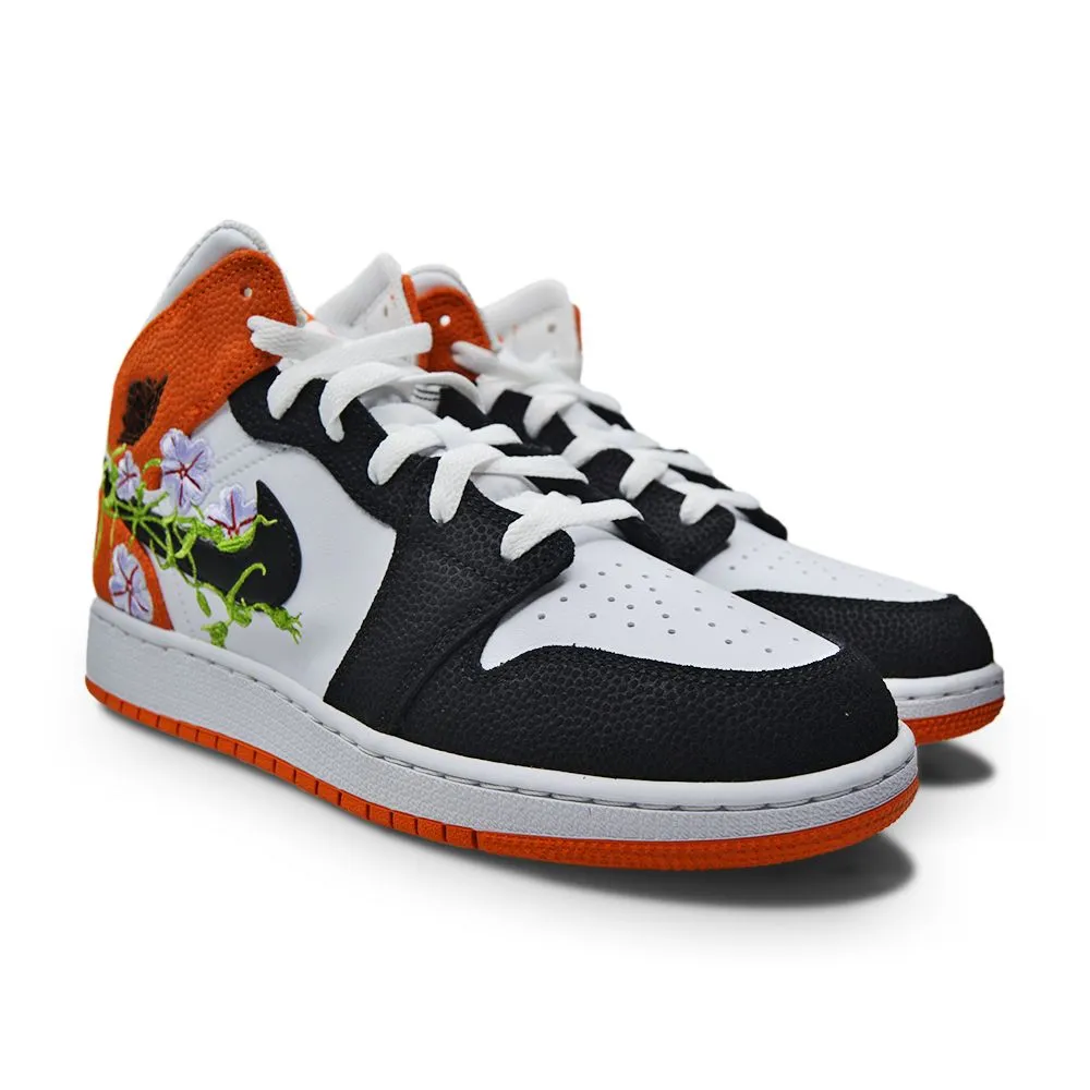 Juniors Nike Air Jordan 1 Mid SE - DQ8390 100 - White Black Starfish