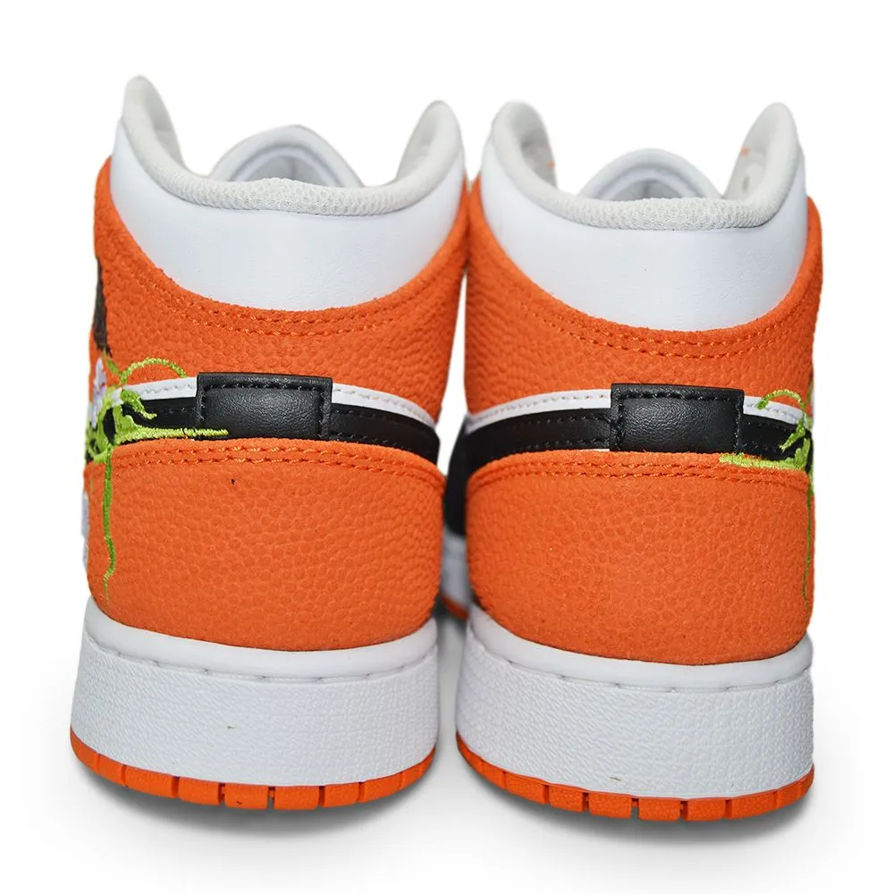 Juniors Nike Air Jordan 1 Mid SE - DQ8390 100 - White Black Starfish