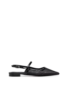Lourdes Pointed Flat Black Mesh