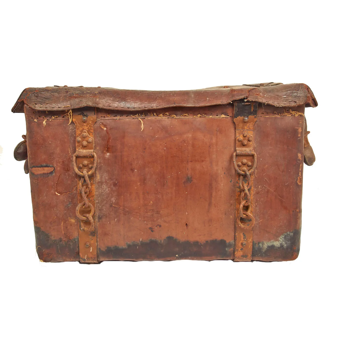 Original Japanese WWII Imperial Japanese Veterinarian Large Leather Medical Trunk