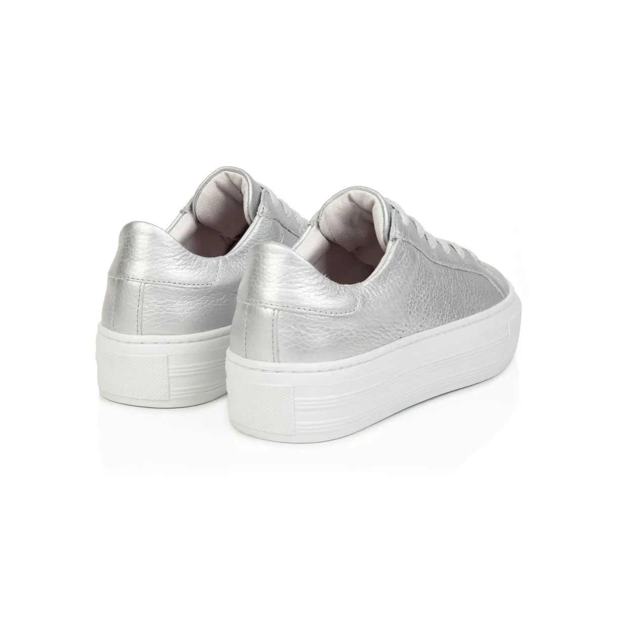 Sadie: Silver Metallic Platform Trainers