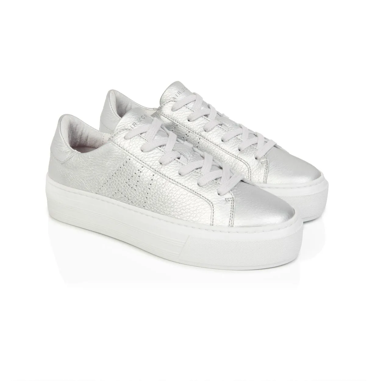 Sadie: Silver Metallic Platform Trainers