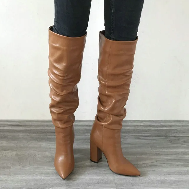 Scrunched Chunky Heeled Boots