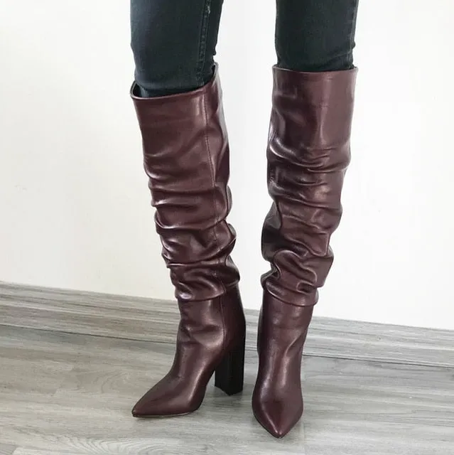Scrunched Chunky Heeled Boots