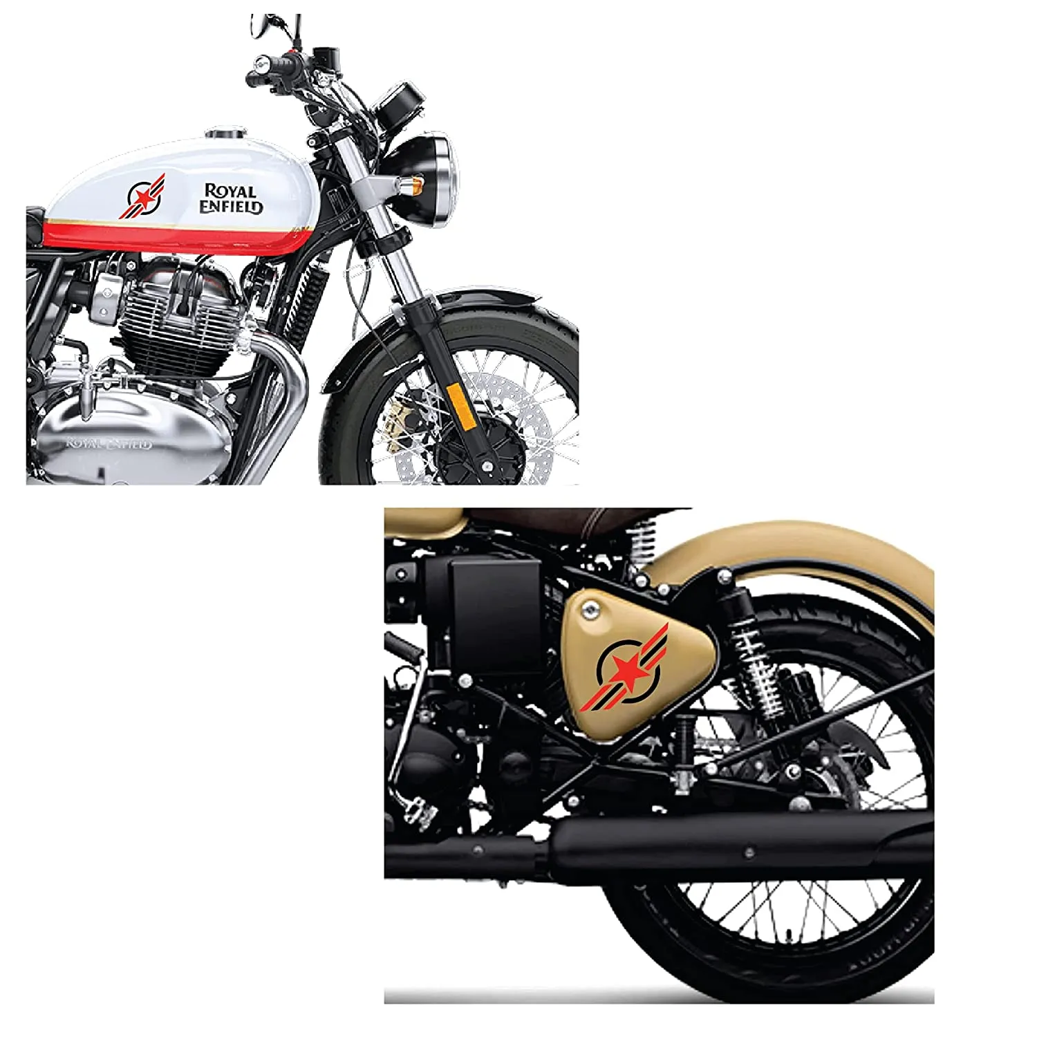 Star Bike Stickers for Bike Tank Sides Front L X H 9 X 9.1 Cms